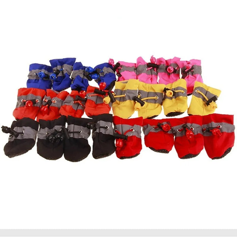 4pcs Waterproof Pet Dog Shoes Anti-slip Rain Boots